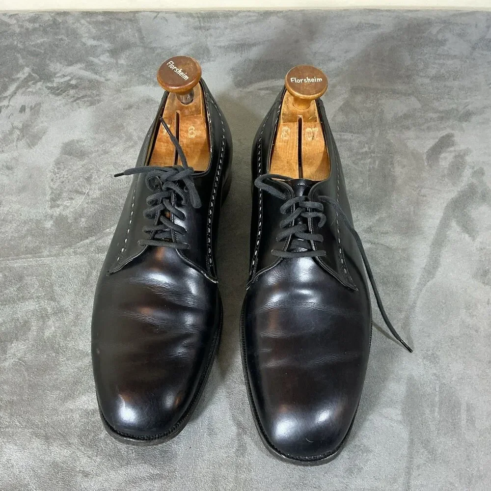 Church’s Of England Men’s 9.5 B Plain Toe Black Derby Dress Shoes Men’s Vintage